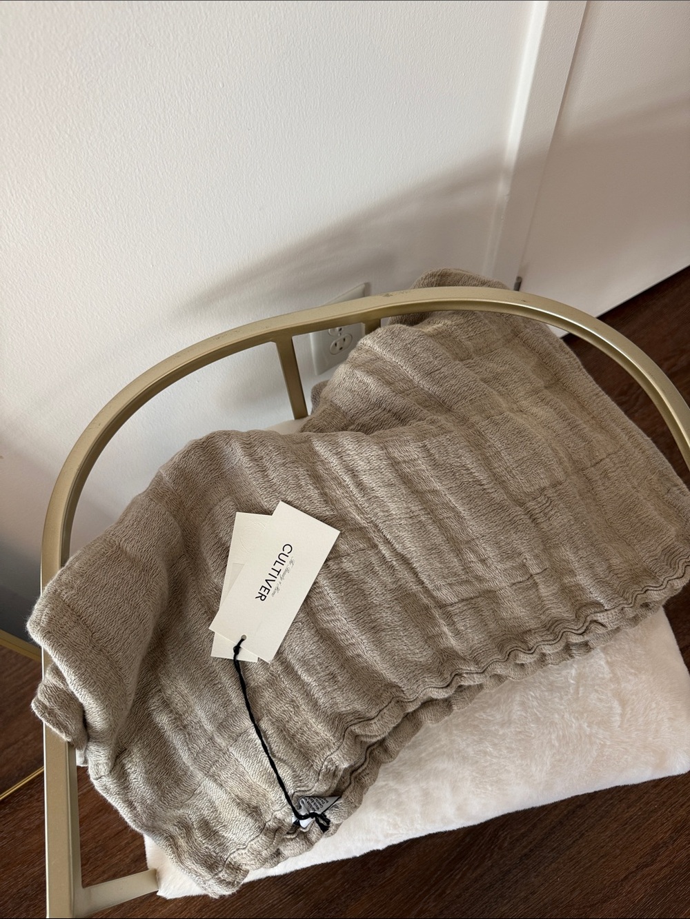 Stone Brown Linen Throw Blanket